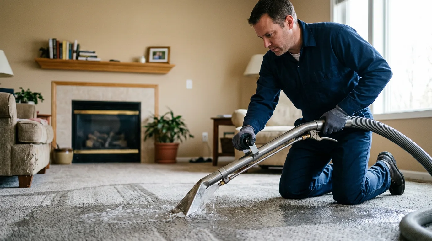 Water damage restoration technician working near Hoffmeister, NY